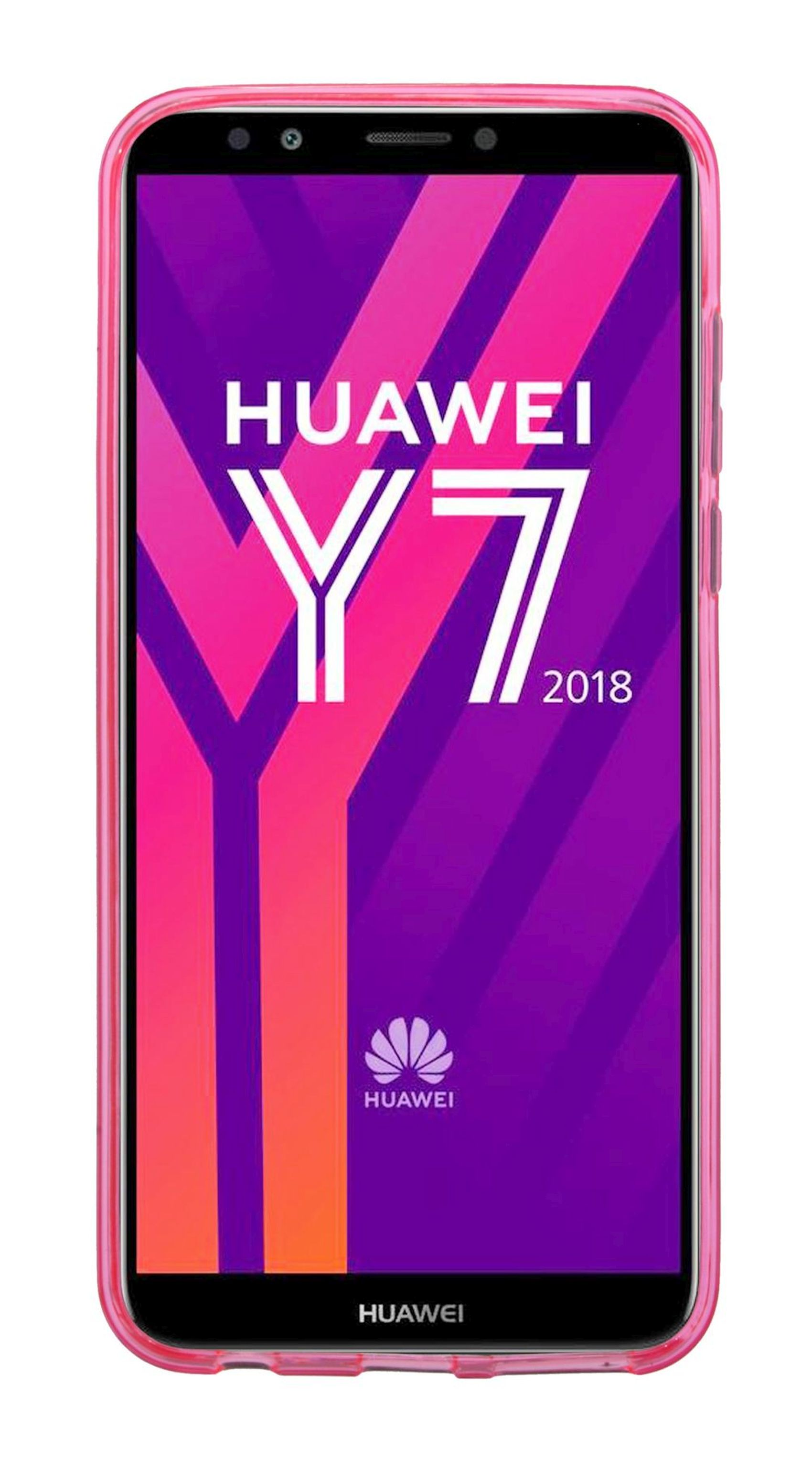 COFI HUAWEI Y7 2018//S-Line SchutzHülle Huawei, Bumper, Case 2018, Hülle Y7 Silikonschale TPU Zubehör Bumper Silikon Pink, in Cover Rosa
