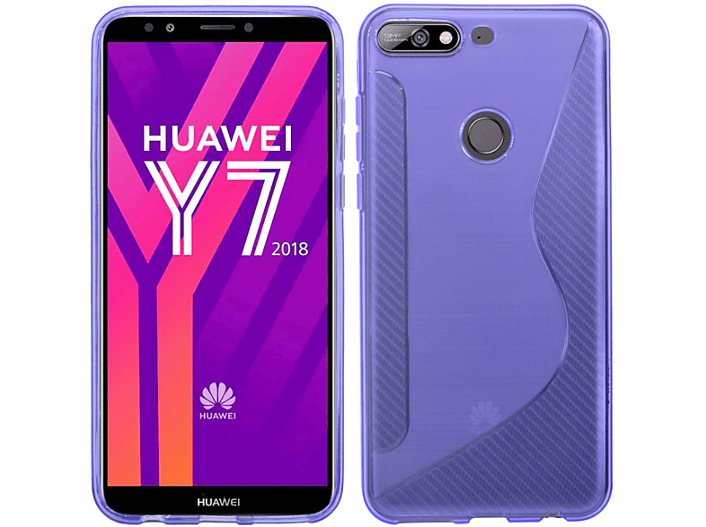 2018//S-Line 2018, Bumper COFI Y7 Huawei, Lila, Cover HUAWEI SchutzHülle Hülle Y7 Violett Case in Zubehör Silikonschale Bumper, Silikon TPU