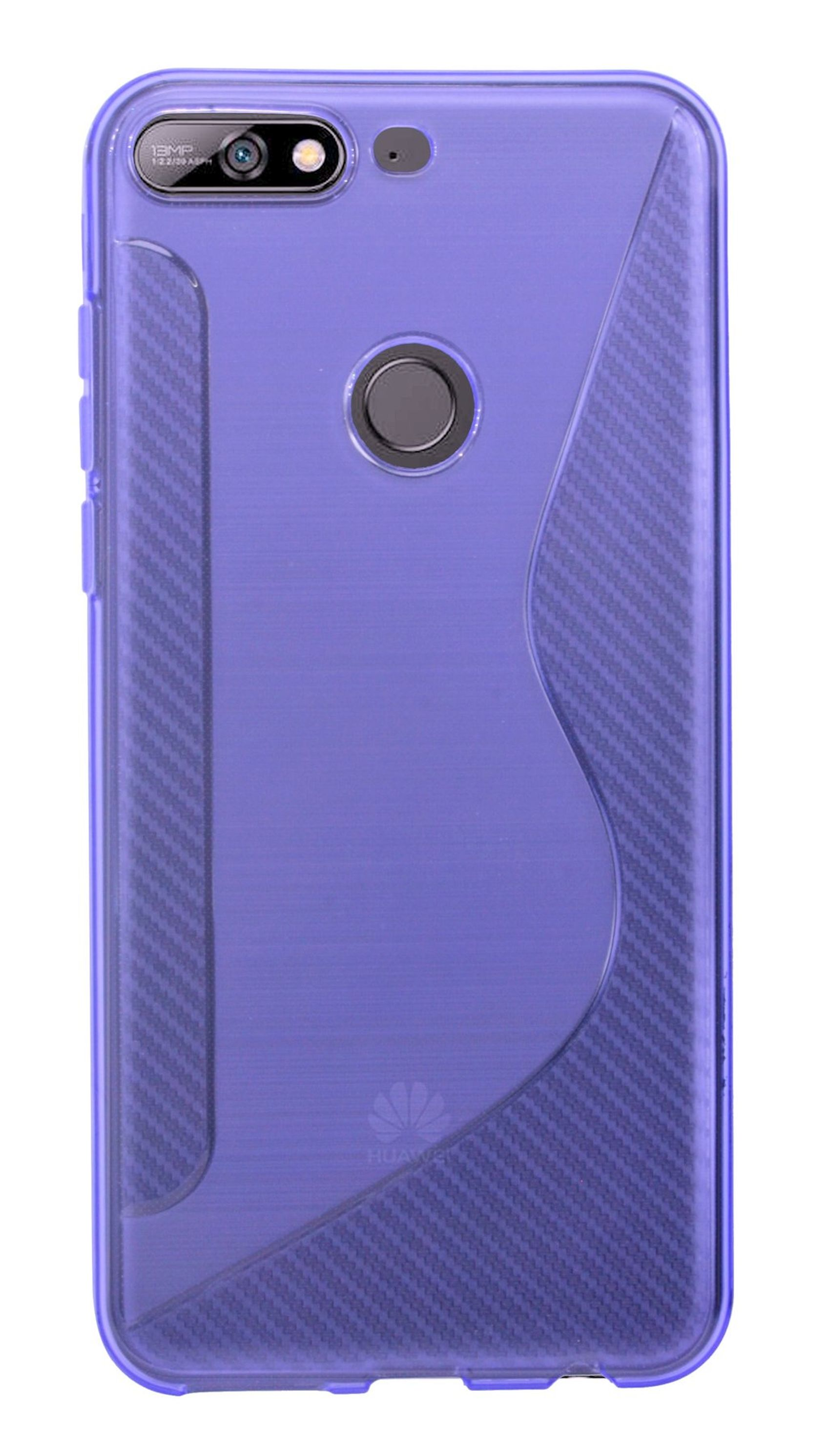 COFI HUAWEI Silikonschale TPU Y7 Silikon Lila, Bumper, Violett SchutzHülle Huawei, 2018//S-Line Hülle Zubehör Cover Y7 Bumper in 2018, Case