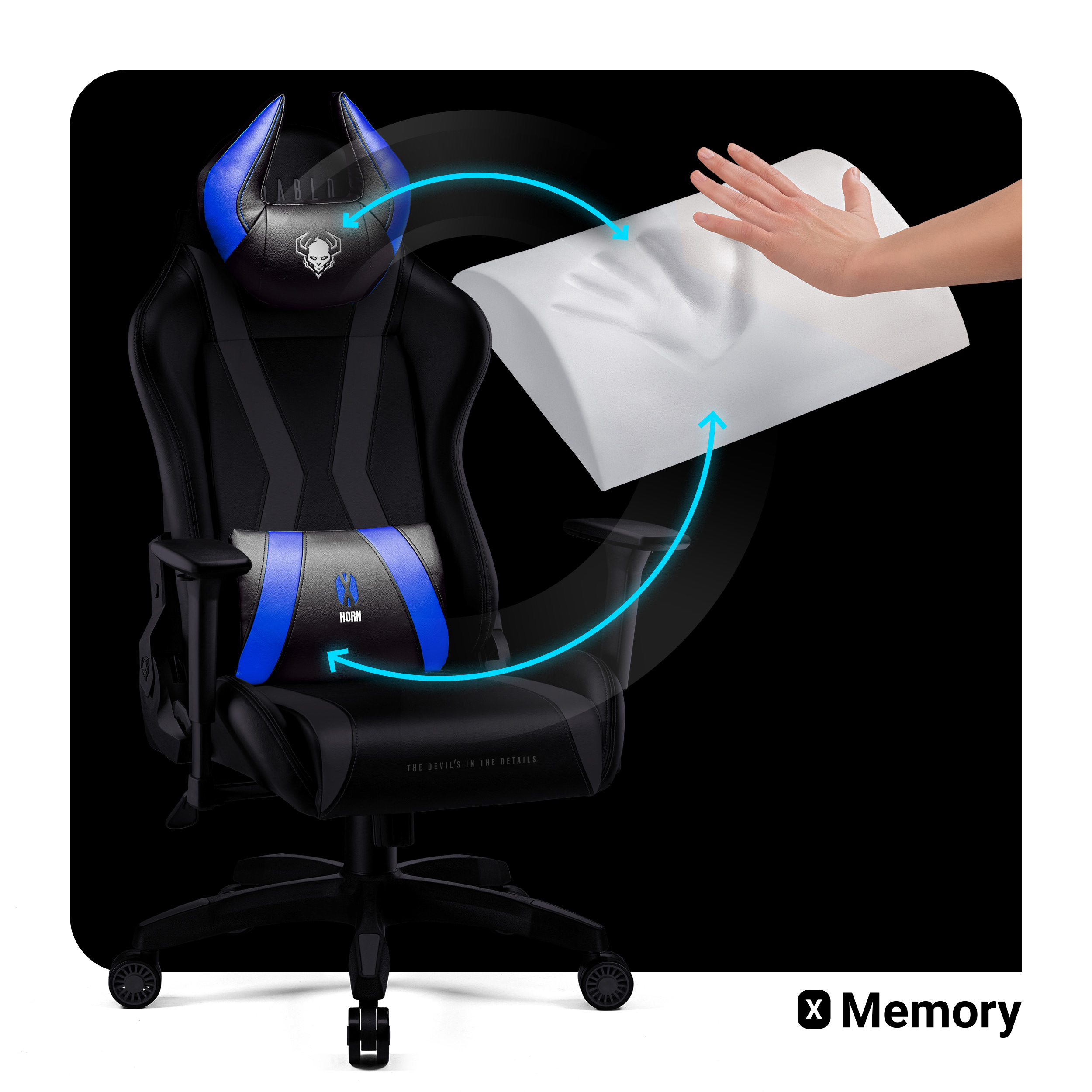 DIABLO CHAIRS GAMING STUHL X-HORN 2.0 black/blue NORMAL Gaming Chair