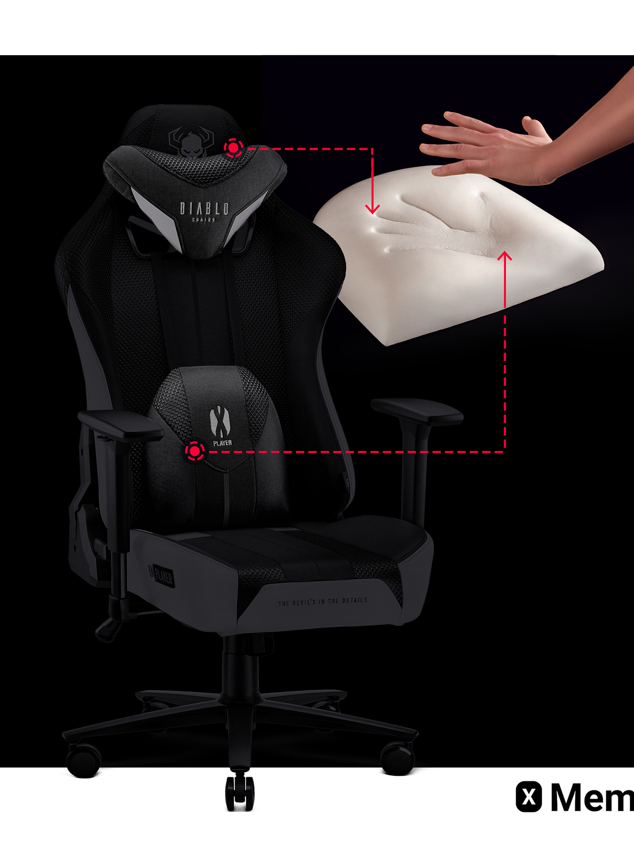 NORMAL X-PLAYER CHAIRS Chair, DIABLO 2.0 GAMING Gaming STUHL black/white