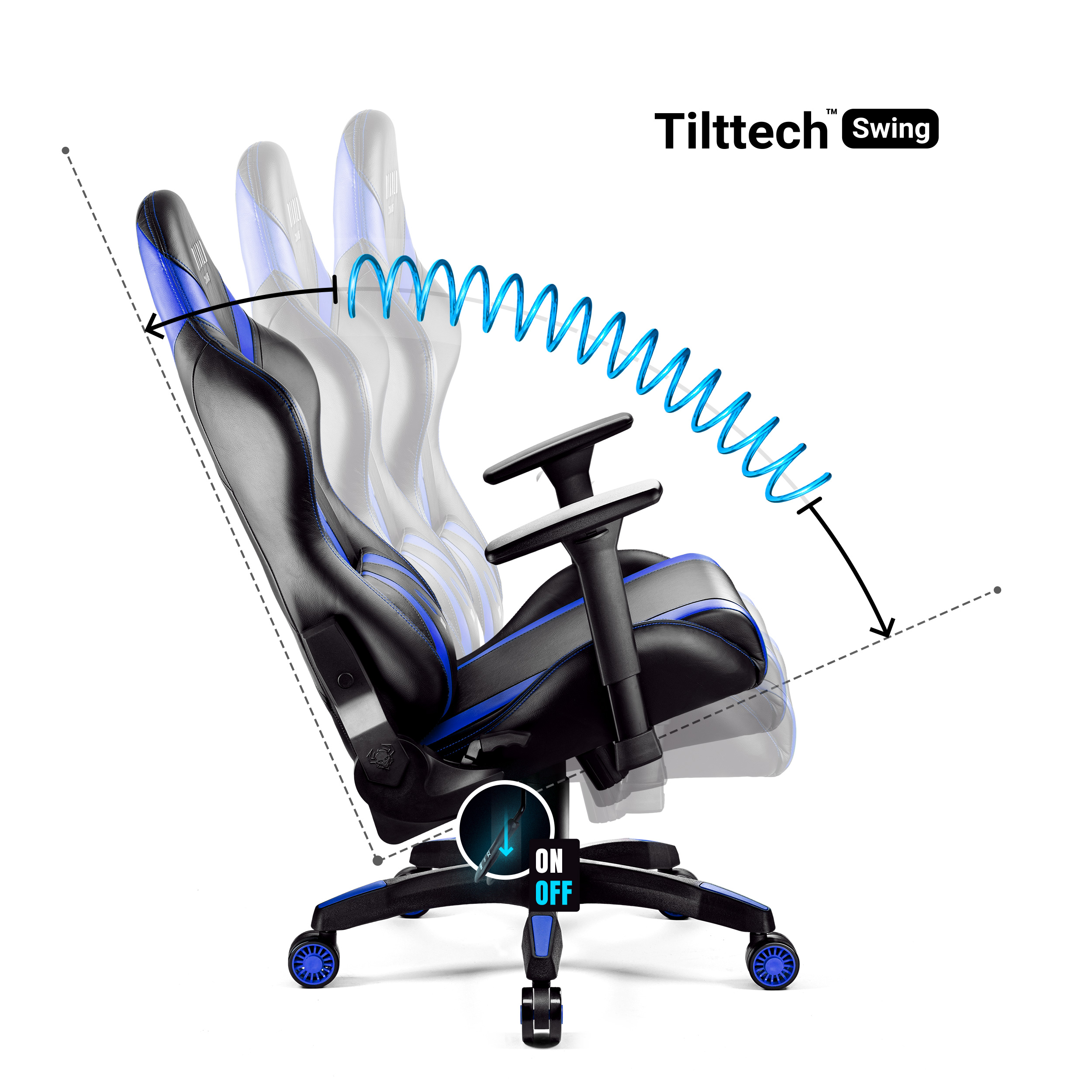 STUHL Chair, CHAIRS 2.0 Gaming GAMING black/blue NORMAL DIABLO X-HORN
