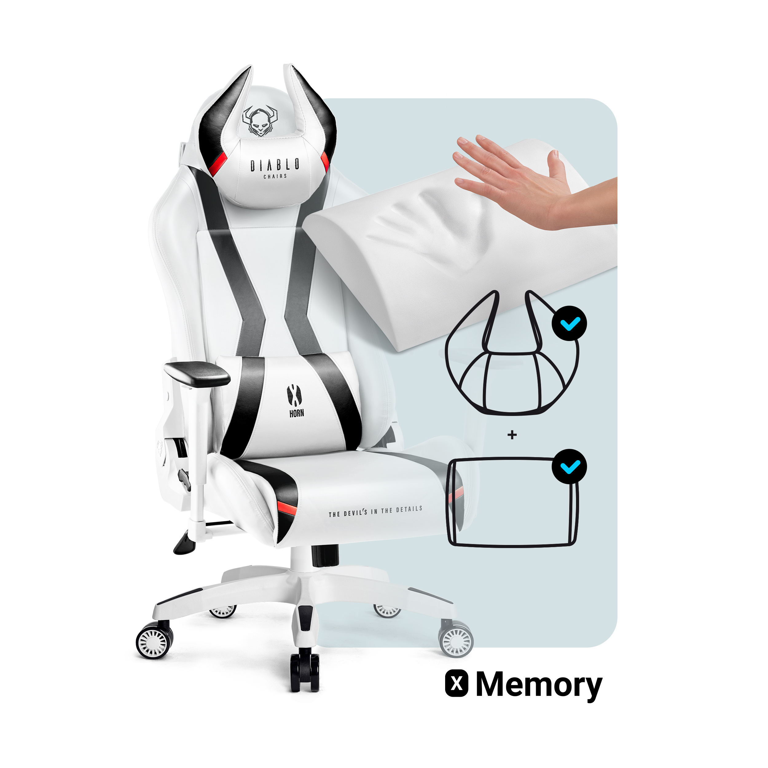 STUHL Chair, Gaming white CHAIRS 2.0 DIABLO NORMAL X-HORN GAMING