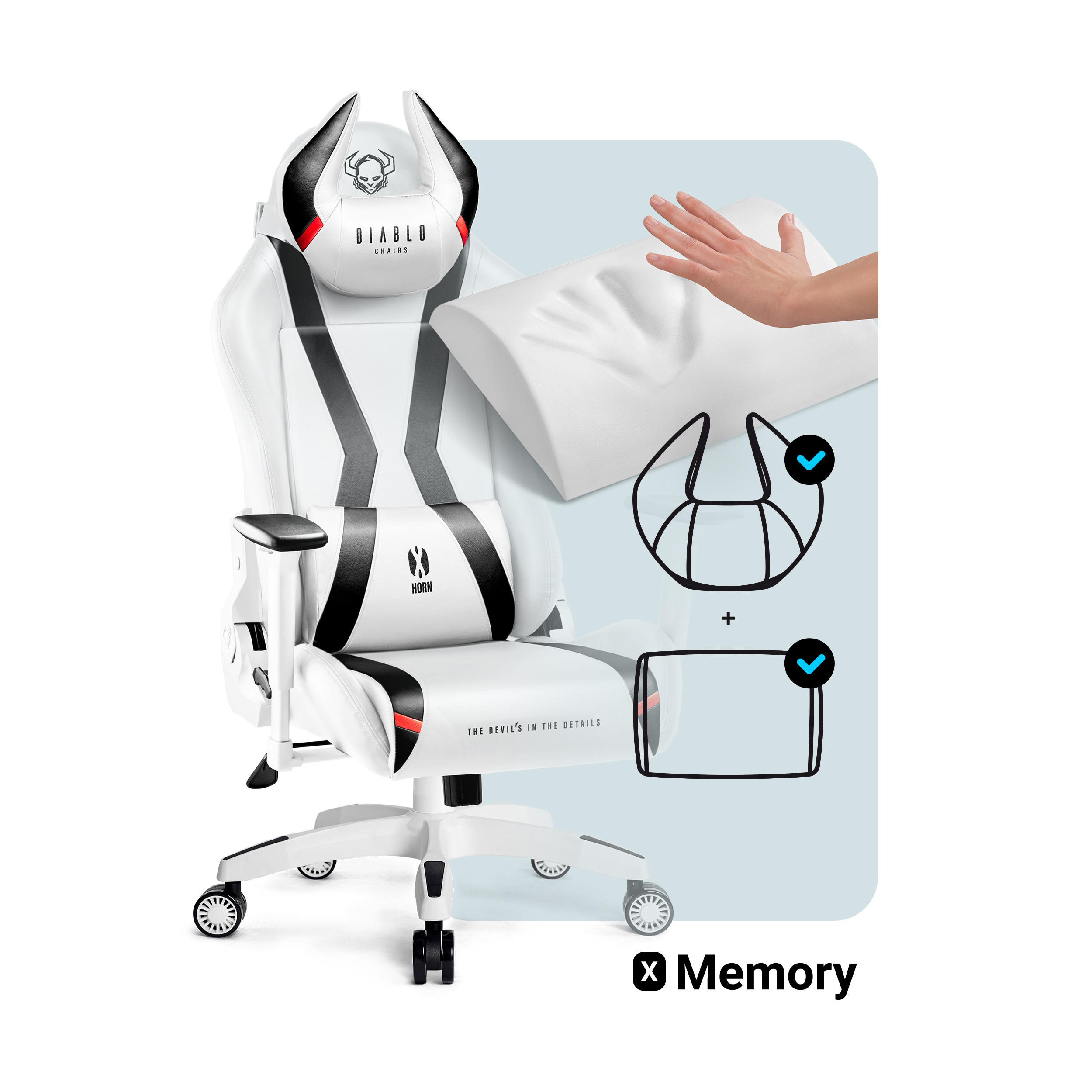 DIABLO CHAIRS GAMING STUHL Gaming X-HORN white Chair, 2.0 KING