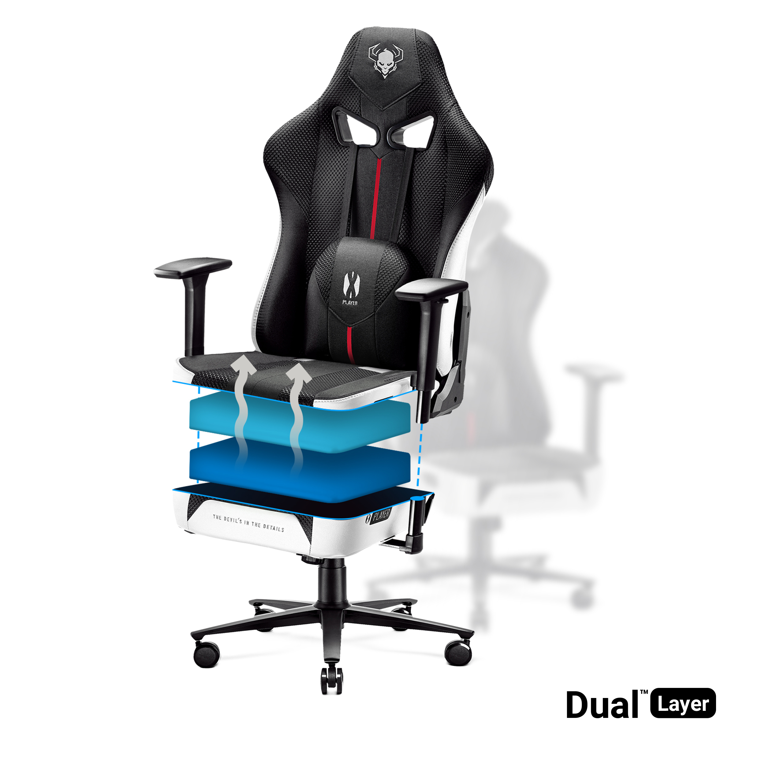 X-PLAYER GAMING STUHL 2.0 black/white Gaming Chair, NORMAL CHAIRS DIABLO