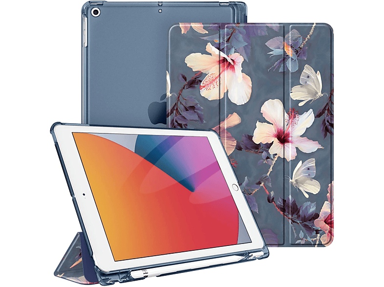 (9/8/7 - Generation FINTIE Hibiskus Bookcover, iPad Zoll Apple, 2021/2020/2019), Blühender Hülle, 10.2