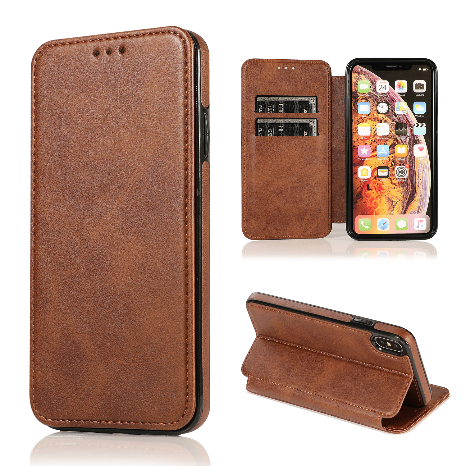 MAX, Apple iPhone XS Apple, Handyhülle XS HBASICS Apple iPhone MAX, für Bookcover, Braun