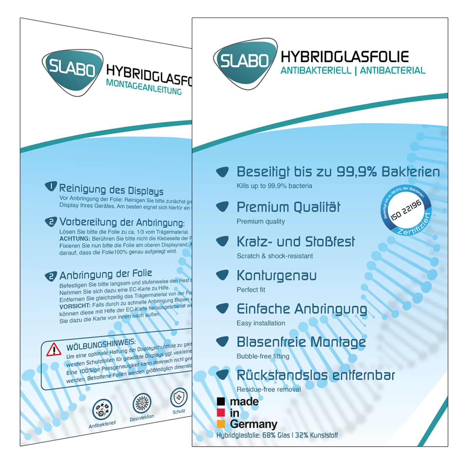 A53s) SLABO OPPO flexible A53 Hybridglasfolie Displayschutz(für | antibakterielle