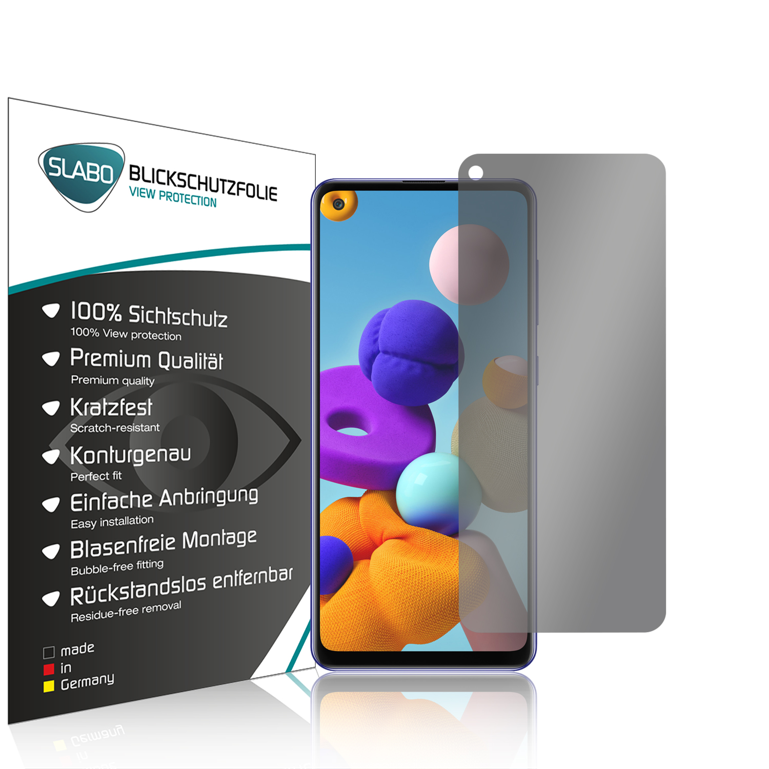 Samsung 4-Way SLABO Sichtschutz Galaxy 360° Blickschutzfolie A21s) Displayschutz(für