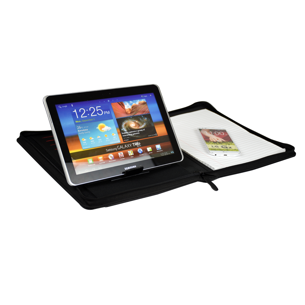 MONOLITH Schreibmappe mit Ipad-Fach #2945 Cover Tablet-Hülle für Flip Universal Schwarz Kunstleder