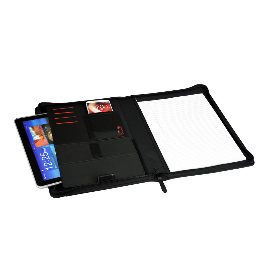 MONOLITH Schreibmappe mit Ipad-Fach #2945 Cover Tablet-Hülle für Flip Universal Schwarz Kunstleder