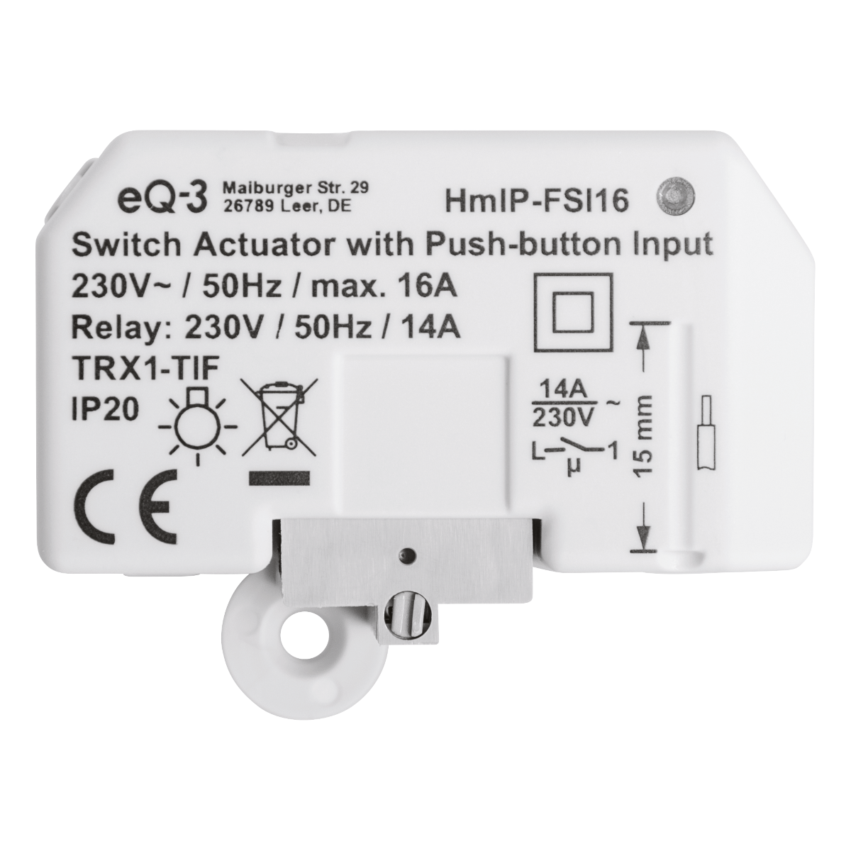 HOMEMATIC IP HmIP-FSI16 Schaltaktor mit - Unterputz, Grau Tastereingang