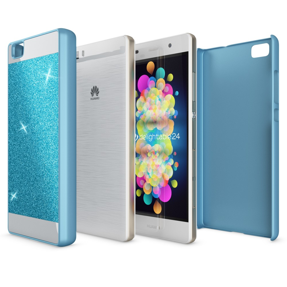 Lite, P8 Blau NALIA Backcover, Huawei, Hülle, Glitzer