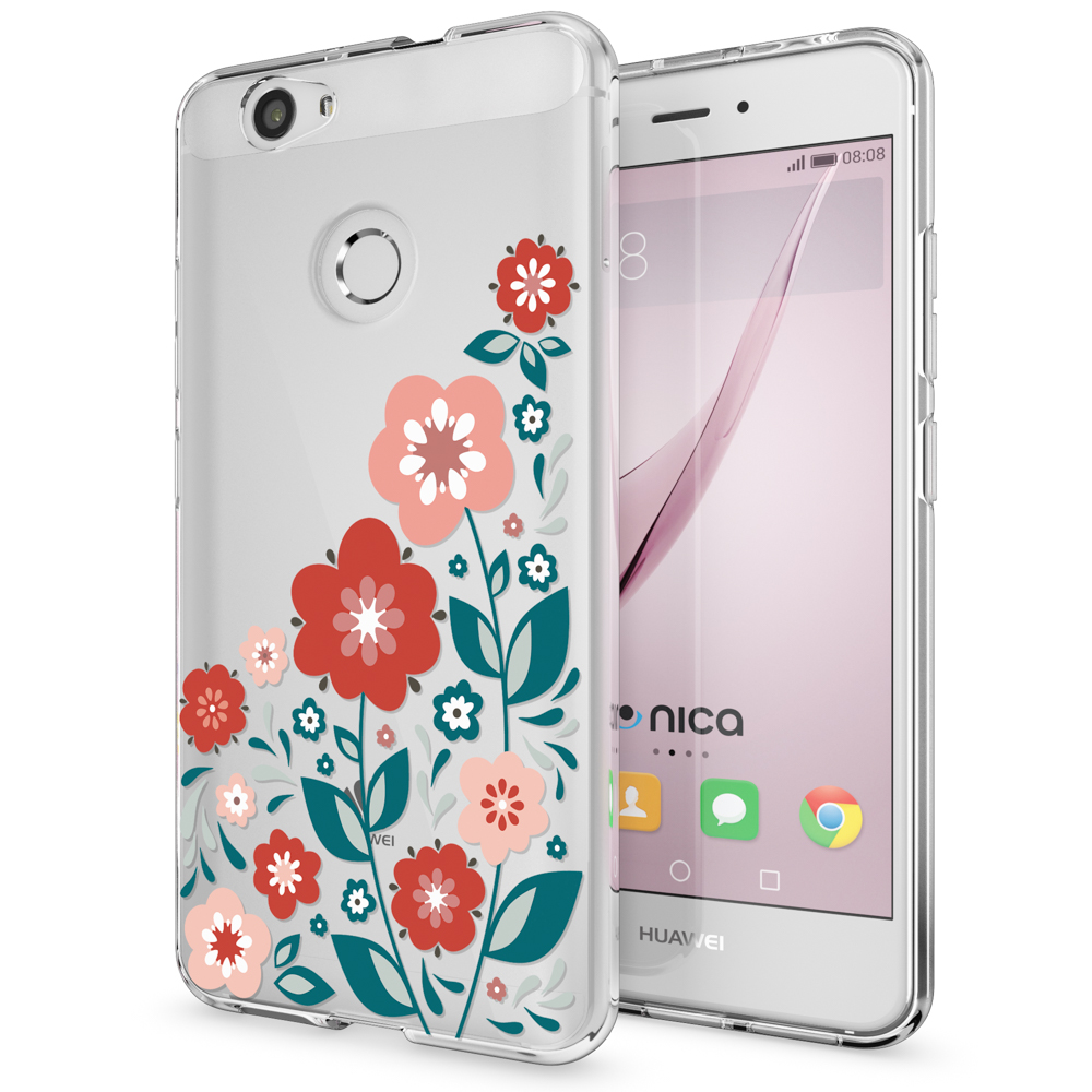 Telefon mit geblümter Hülle, anderes Telefon wird gezeigt.
