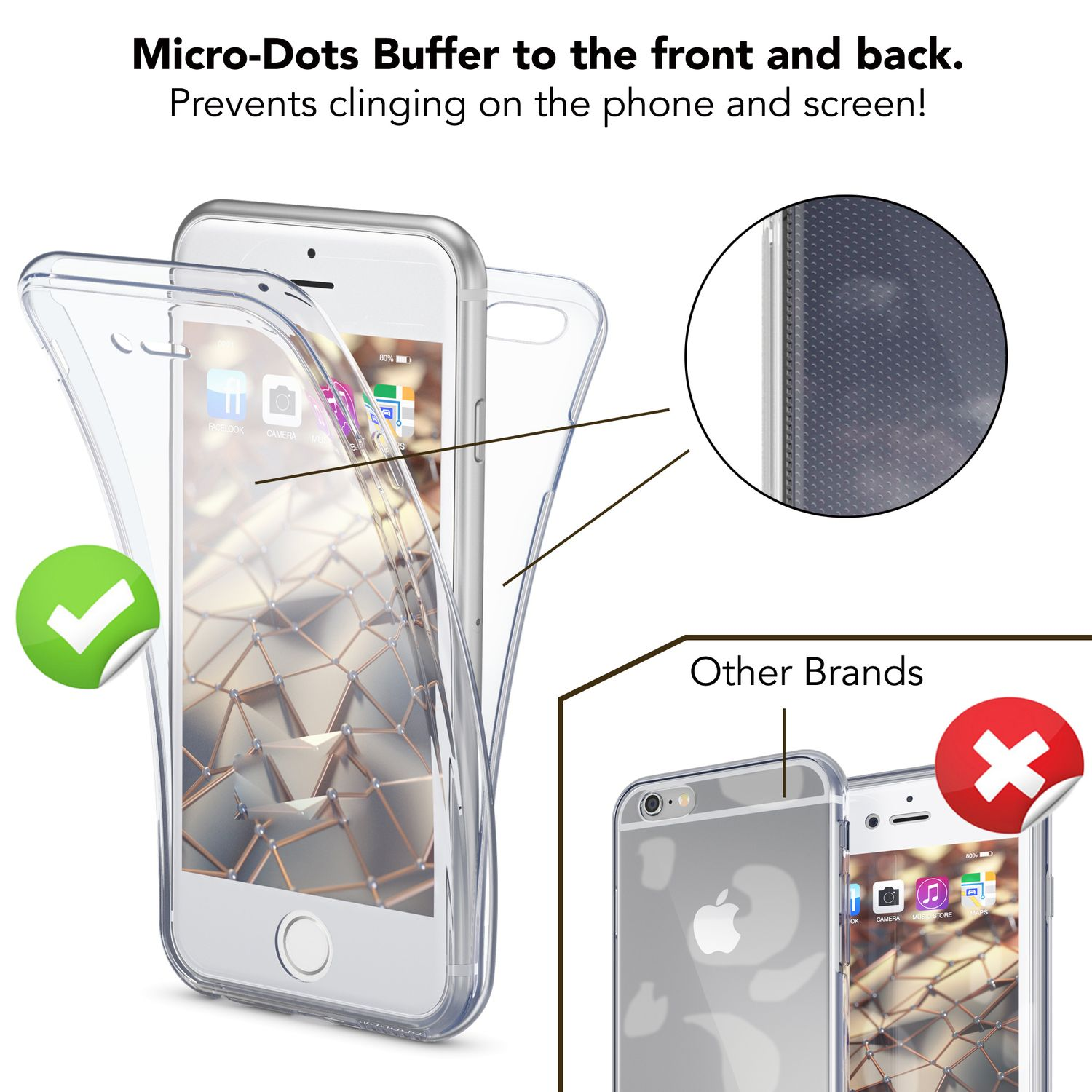 6 Transparent Apple, iPhone Backcover, Klare Hülle, Grad 6s, Silikon 360 iPhone NALIA