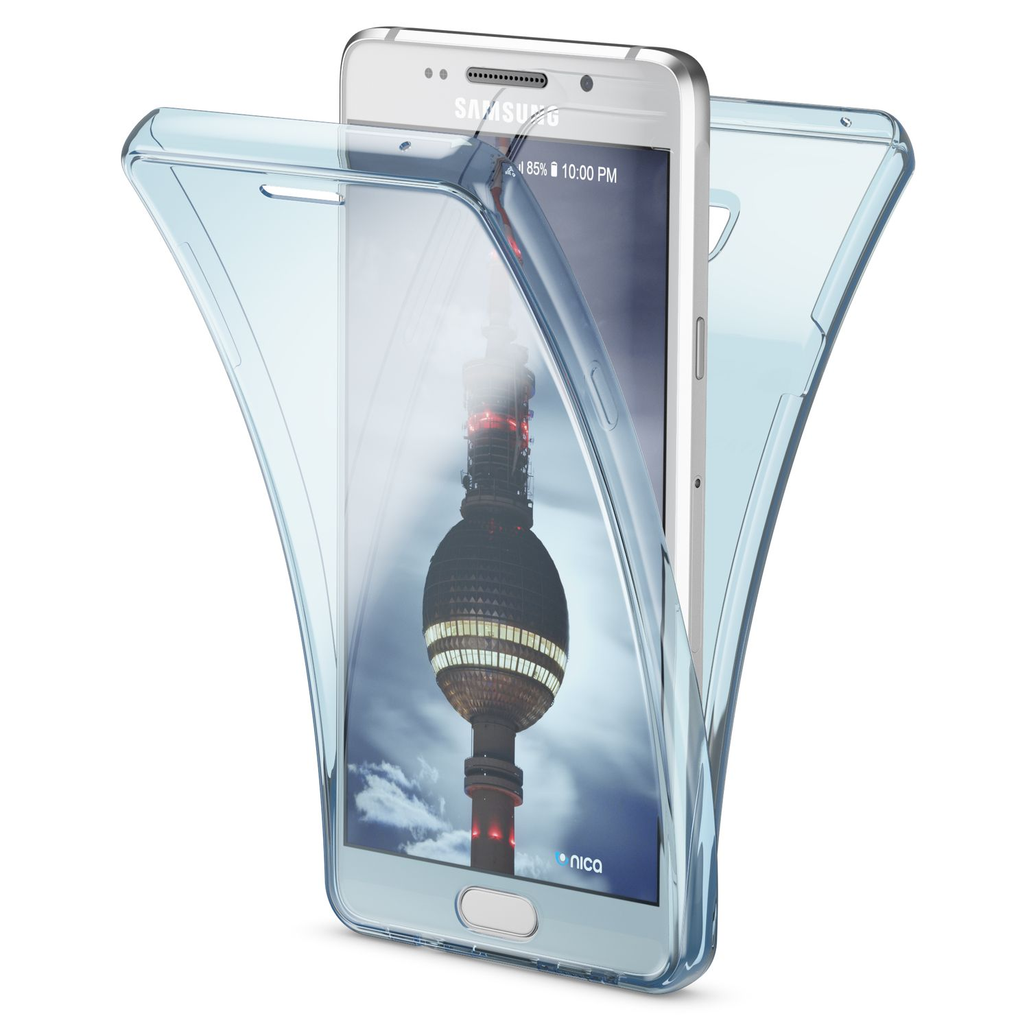 Klare Backcover, Samsung, 360 Grad Hülle, NALIA A5 Silikon Galaxy Blau (2016),