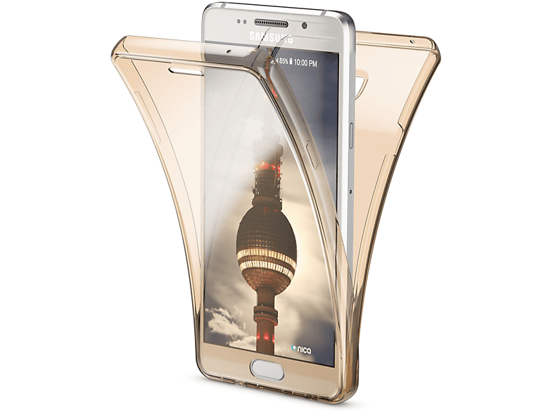 NALIA Klare 360 Grad Silikon Hülle, Backcover, Samsung, Galaxy A3 (2016), Gold