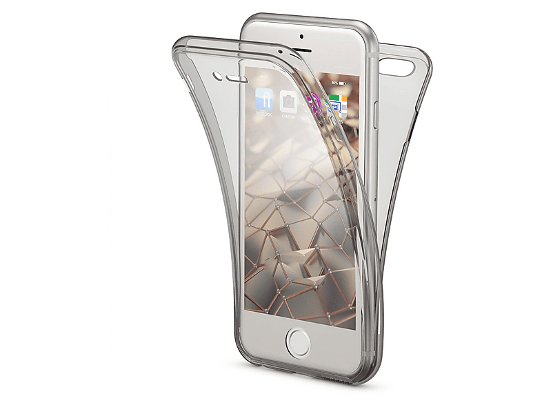 NALIA 360° Handyhülle Für IPhone 6/6S – Vollschutz Vorne & Hinten, Transparent, Aus TPU-Silikon, In Grau