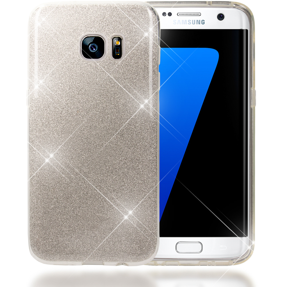 Silber S7 Galaxy NALIA Backcover, Hülle, Edge, Glitzer Samsung,