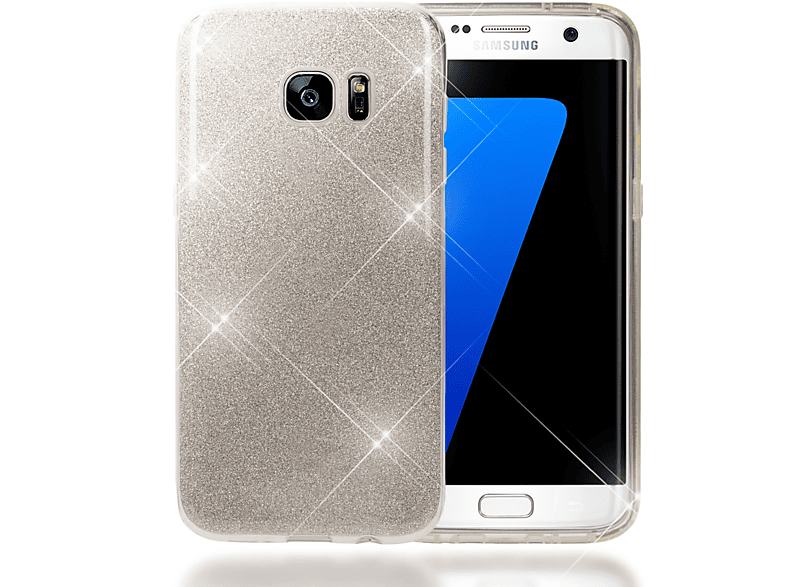 Silber S7 Galaxy NALIA Backcover, Hülle, Edge, Glitzer Samsung,