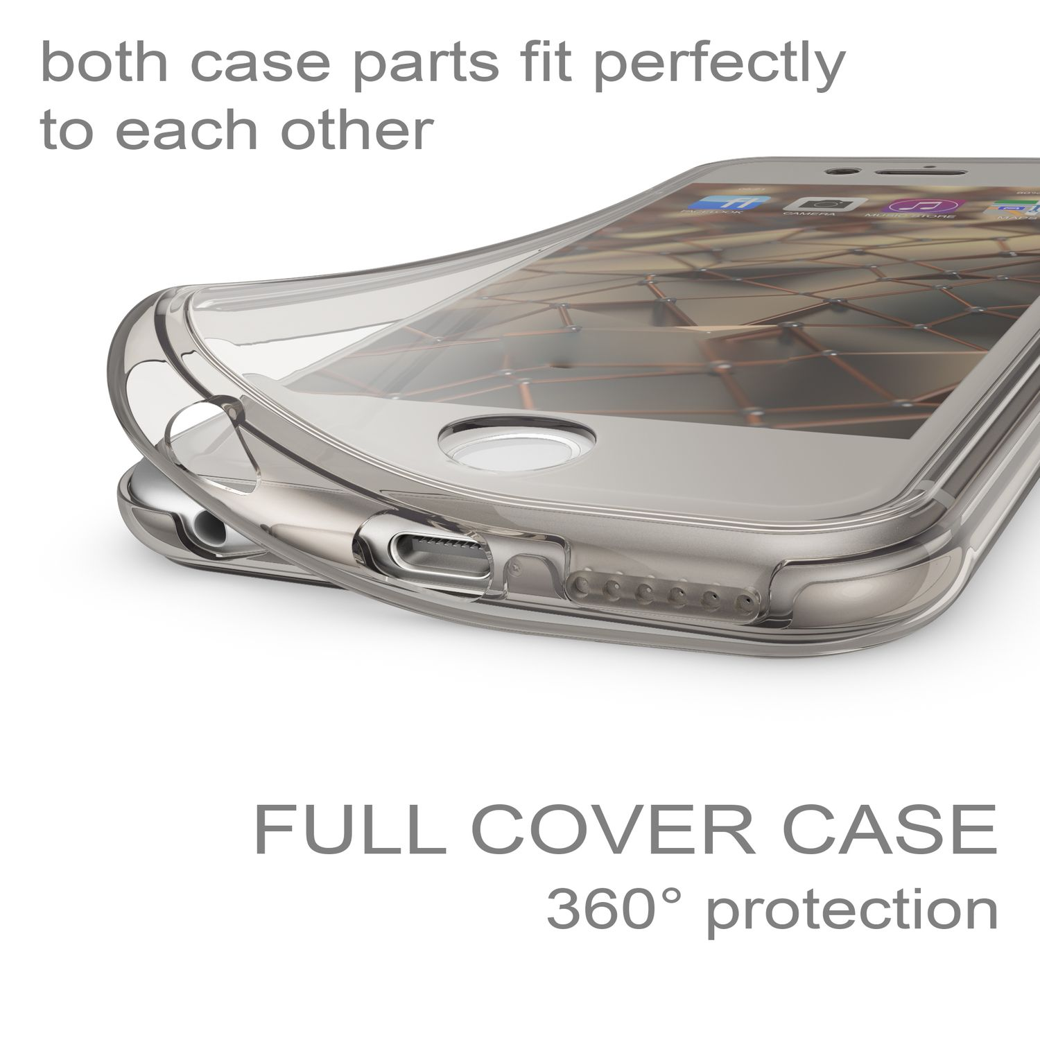 NALIA Klare 360 Backcover, Hülle, 6s, Grau Silikon 6 iPhone Apple, iPhone Grad