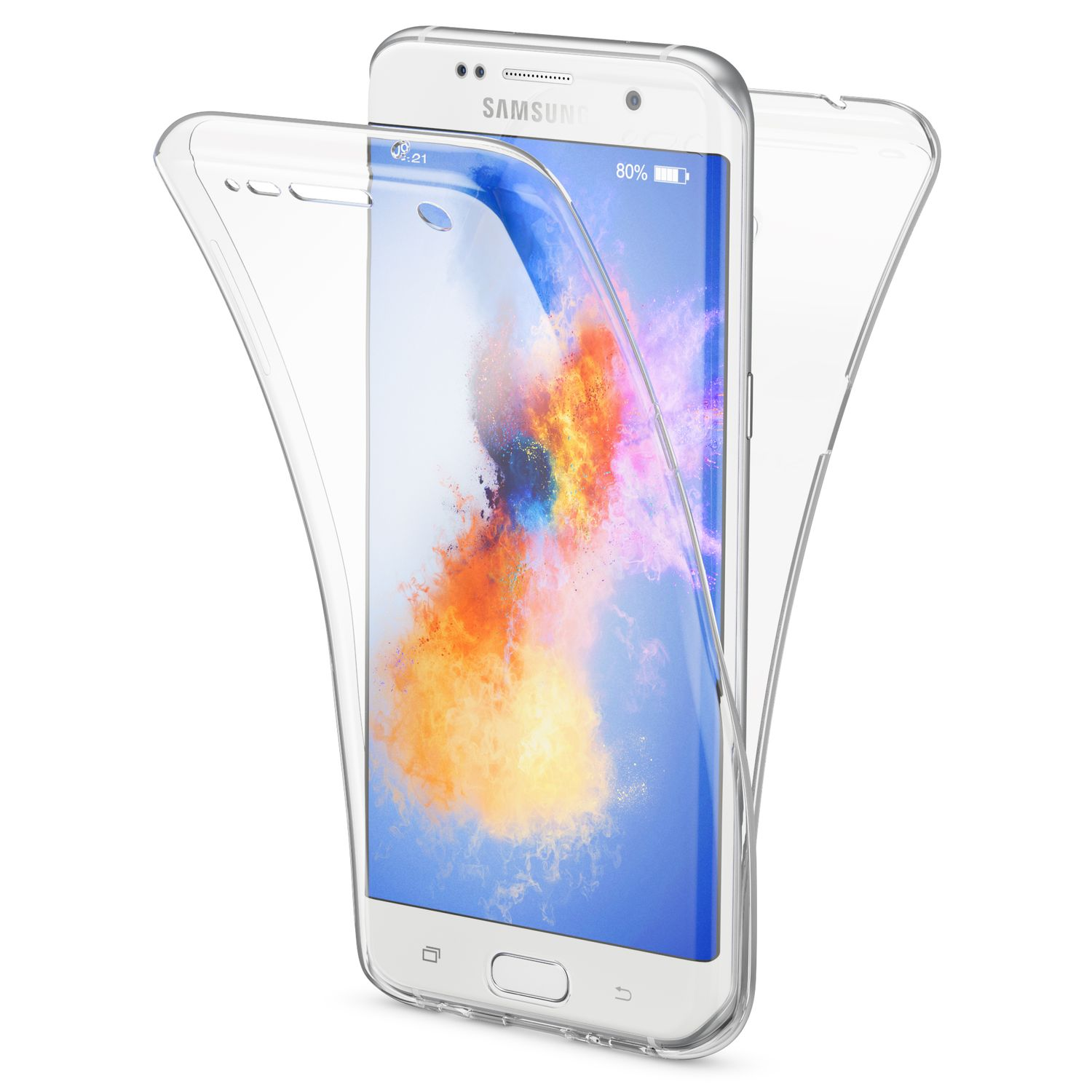 NALIA Klare Hülle, S7 Silikon Edge, 360 Galaxy Backcover, Transparent Grad Samsung
