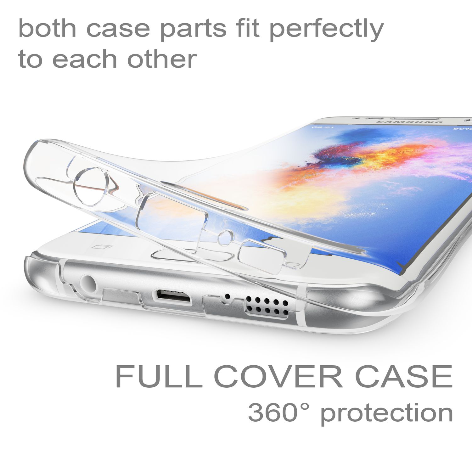 Hülle, Transparent Grad Silikon Backcover, Samsung, 360 NALIA Galaxy Edge, Klare S7