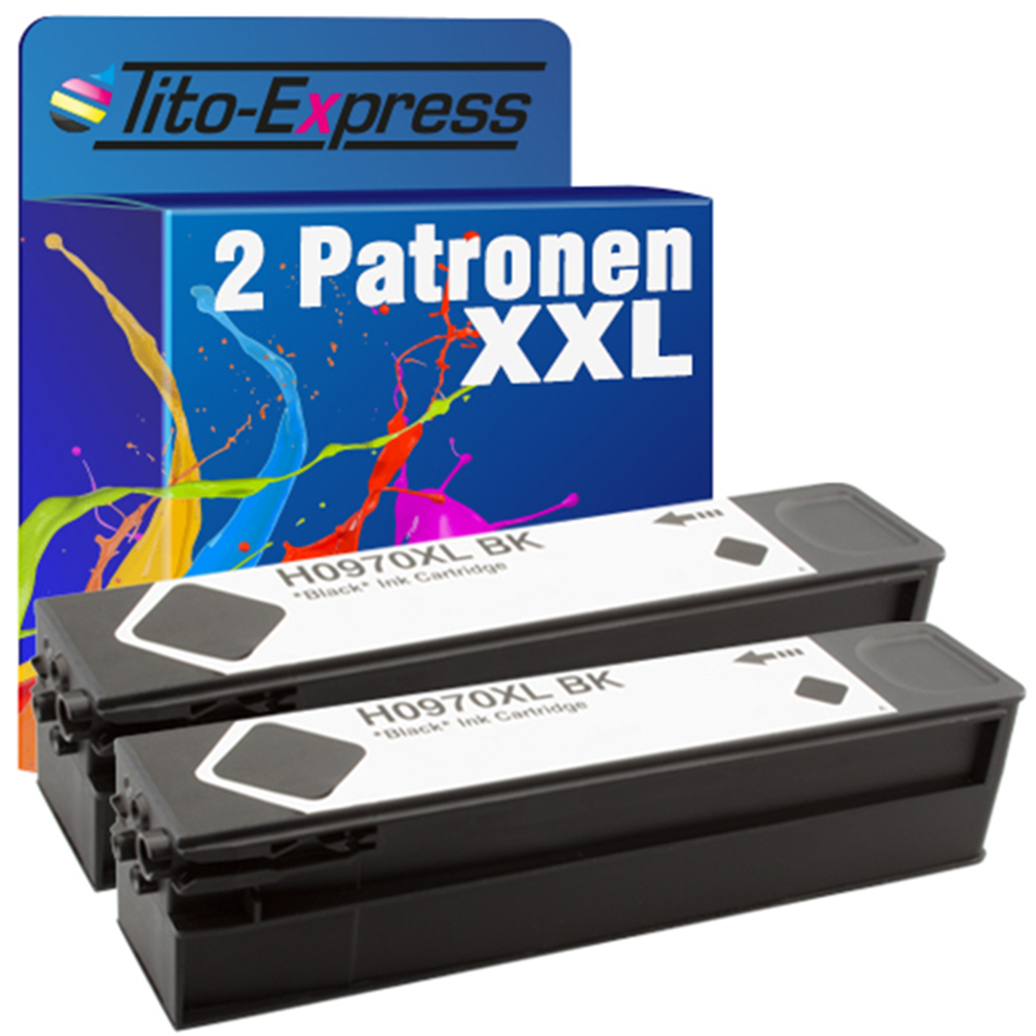 970XL PLATINUMSERIE Tintenpatrone HP black (CN625AE) TITO-EXPRESS 2er Set ersetzt