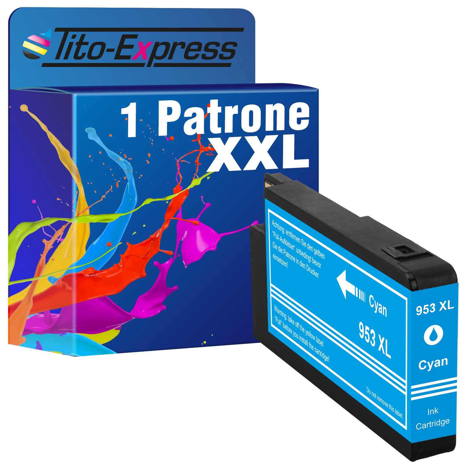 cyan 1 HP (F6U16AE) Tintenpatrone PLATINUMSERIE TITO-EXPRESS ersetzt 953XL Patrone