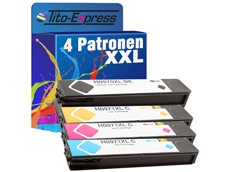 TITO-EXPRESS PLATINUMSERIE 4er Set ersetzt HP 970XL 971XL Tintenpatronen black, cyan, magenta, yellow (CN625AE, CN626AE, CN627AE, CN628AE)