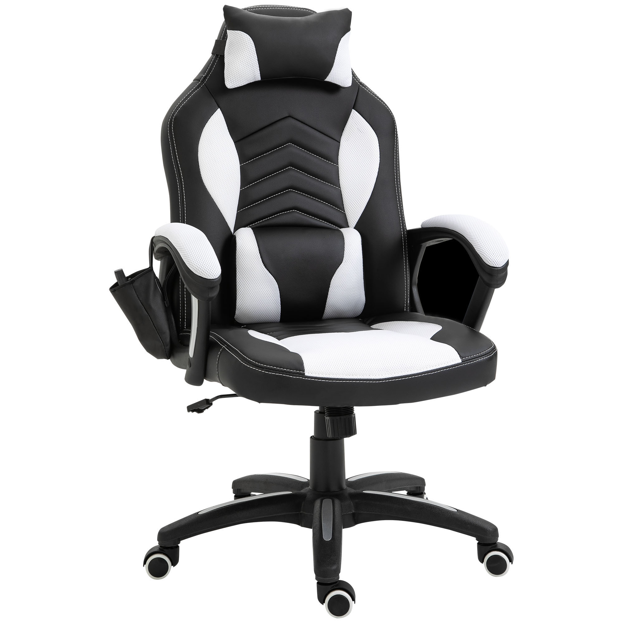 Homcom Silla De oficina masaje y control remoto gaming giratoria altura ajustable reposacabezas lumbar 68x69x108117 cm negro blanco 68x69x108117cm 12000