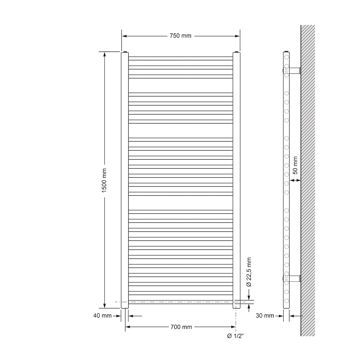 Sahara + Modell Badheizkörper ECD-GERMANY Watt) (1200 Elektrischer Thermostat Radiator
