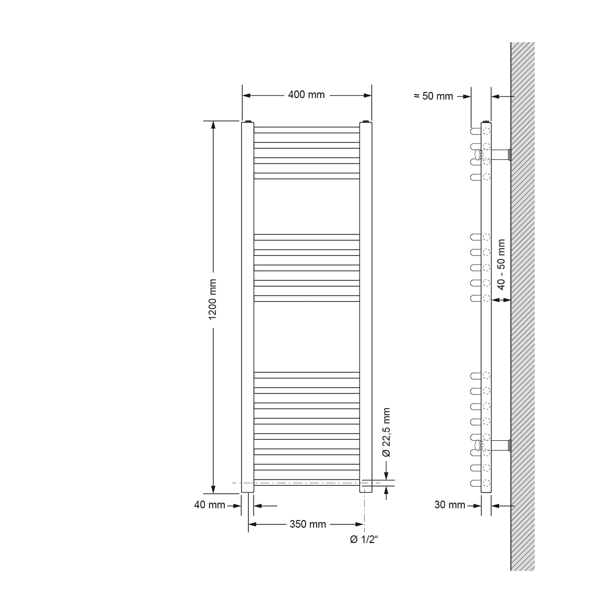 Radiator Thermostat ECD-GERMANY + (900 Elektrischer Sahara Watt) Modell Badheizkörper