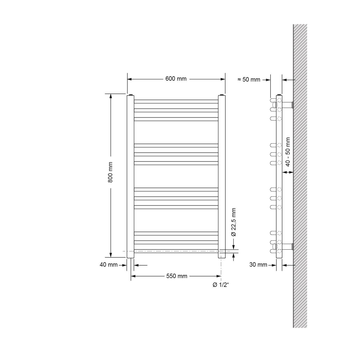 Radiator + (300 Thermostat Badheizkörper Watt) Sahara Modell Elektrischer ECD-GERMANY