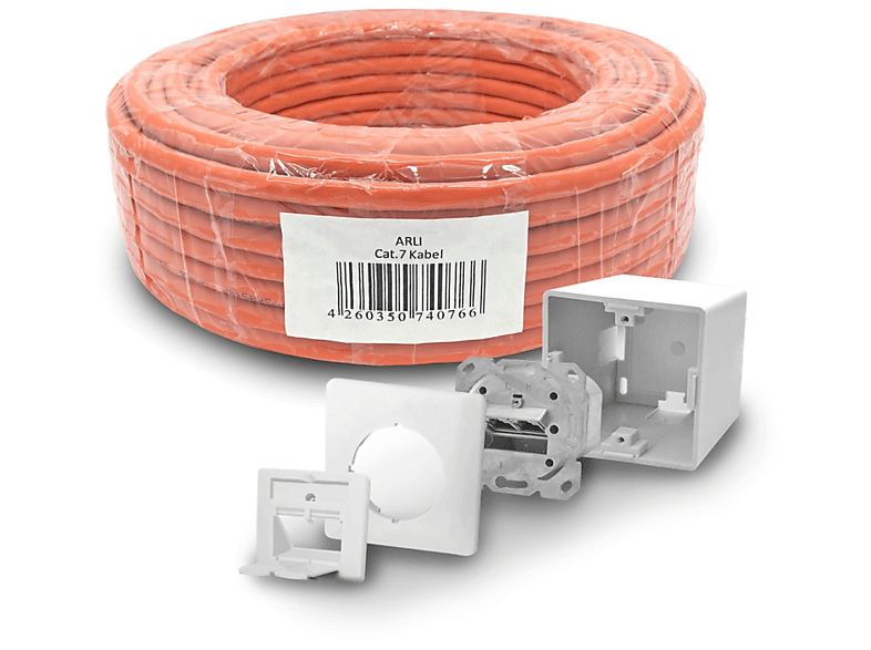 ARLI 50m + 1x Netzwerkdose, Netzwerkkabel, 50 m | Adapter & Netzwerkkabel