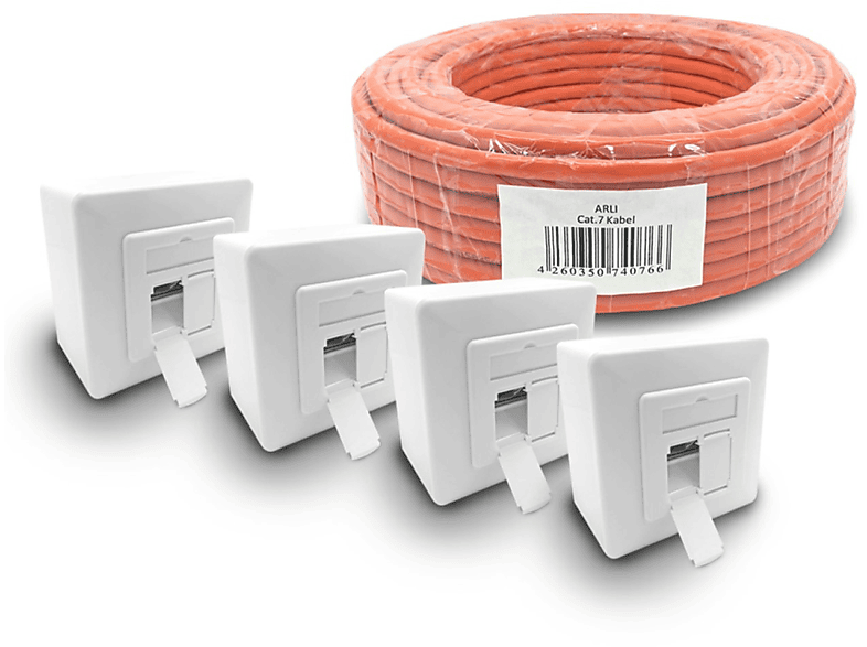 Netzwerkkabel, m + Netzwerkdose, 100 100m ARLI 4x