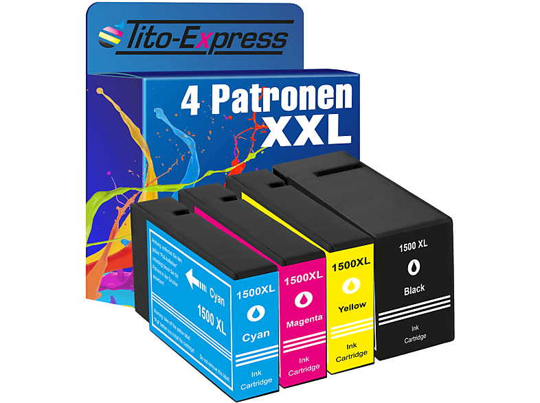 TITO-EXPRESS PLATINUMSERIE 4er Set ersetzt Canon PGI-1500 Tintenpatronen black, cyan, magenta, yellow (9218B005)