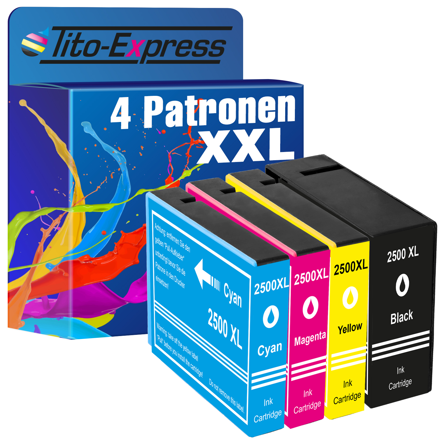 TITO-EXPRESS PLATINUMSERIE 4er Set Tintenpatronen ersetzt PGI-2500 Canon cyan, yellow magenta, (9254B004) black