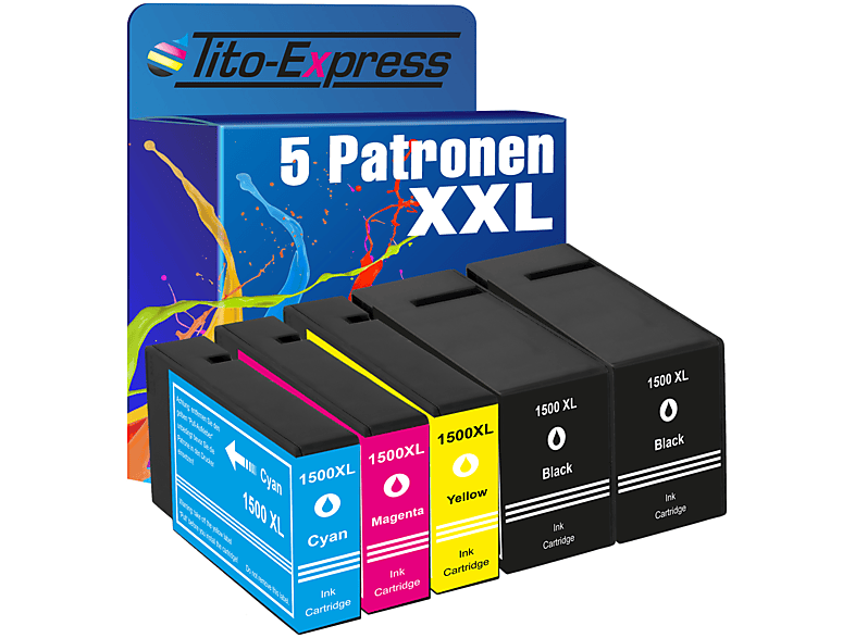 TITO-EXPRESS PLATINUMSERIE 5er Set ersetzt Canon PGI-1500 Tintenpatronen  black, cyan, magenta, yellow (9218B005) | SATURN