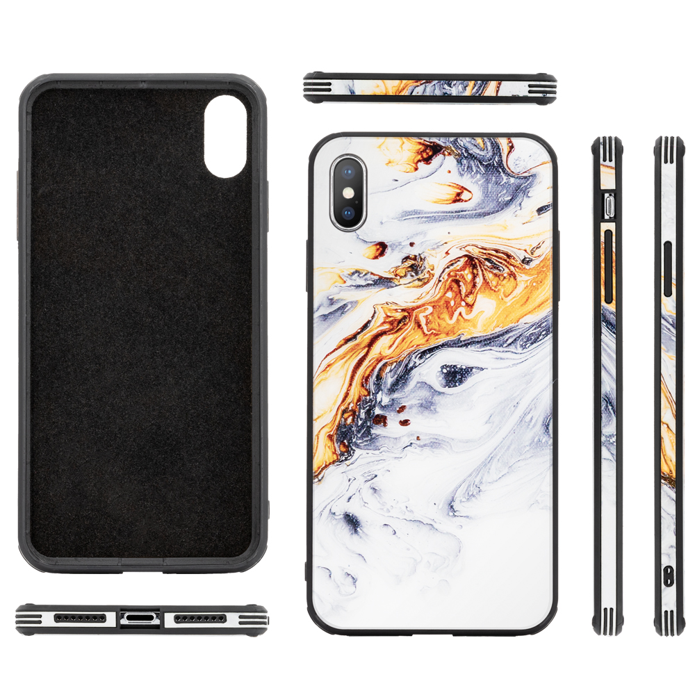 Hülle, Apple, XS Backcover, Mehrfarbig NALIA Hartglas iPhone Max, Marmor-Look