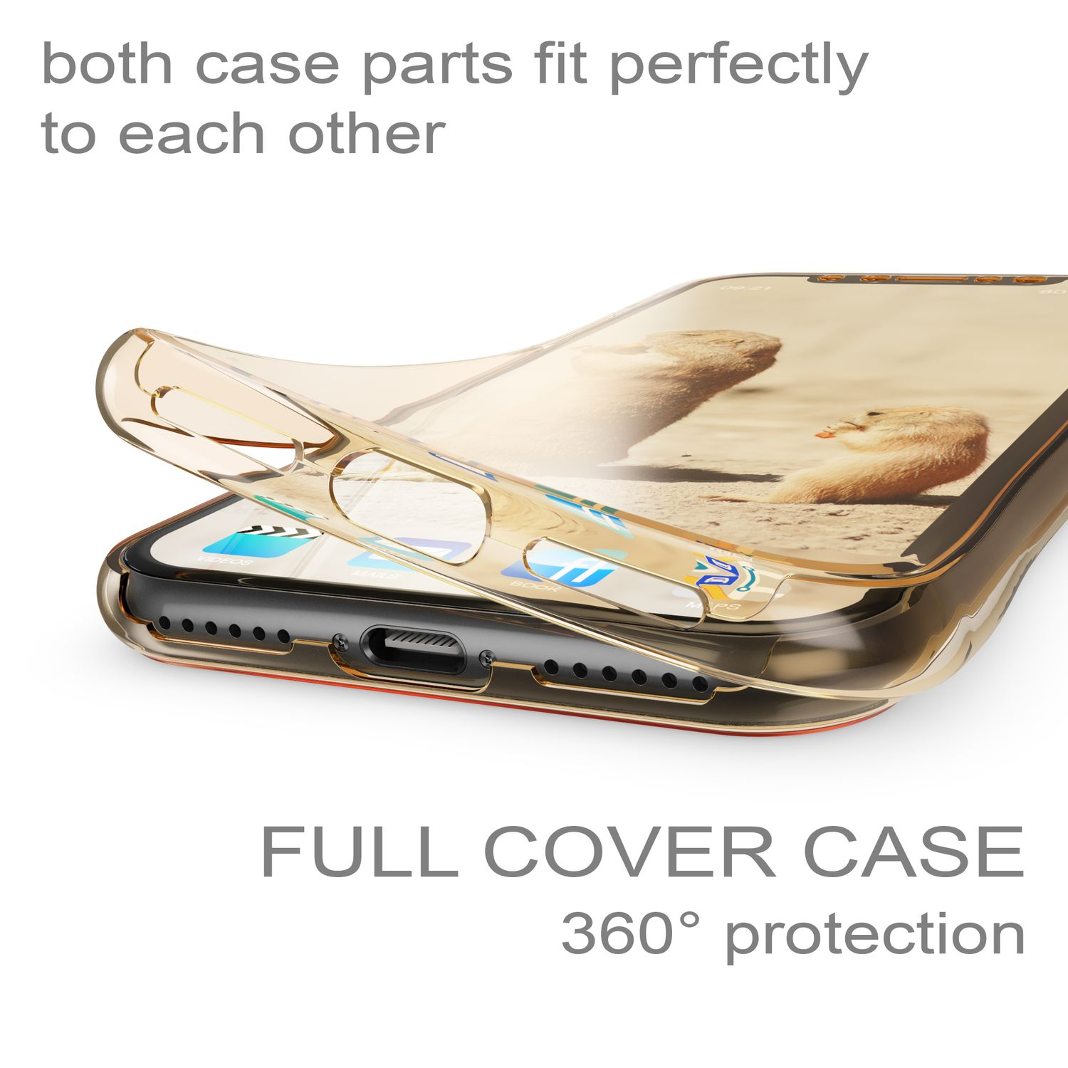 NALIA 360 Grad Glitzer iPhone X Backcover, Silikon Apple, Hülle, Gold XS, iPhone