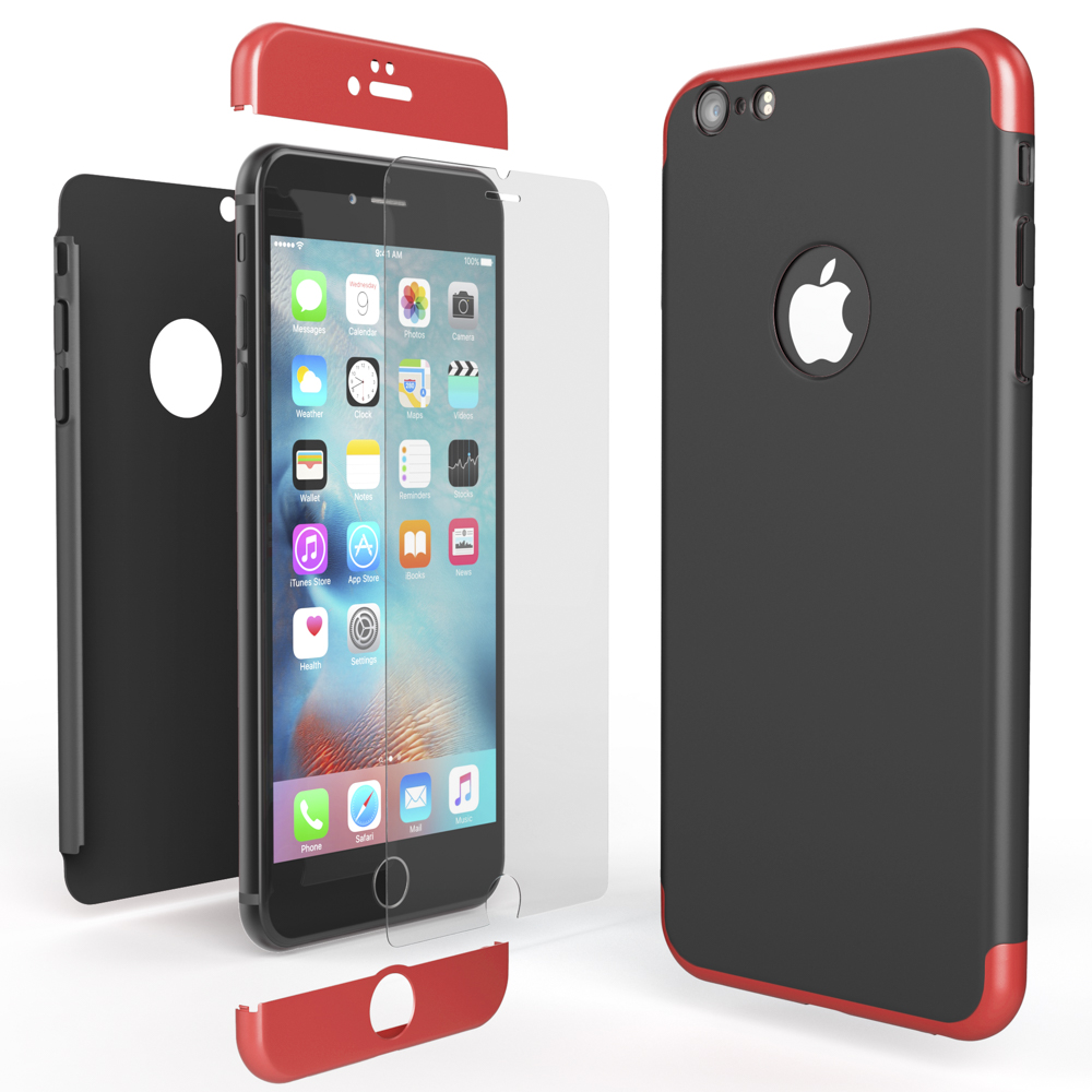 6s Plus Hülle, 6 iPhone 360 Plus, NALIA Backcover, Apple, Rot iPhone Grad
