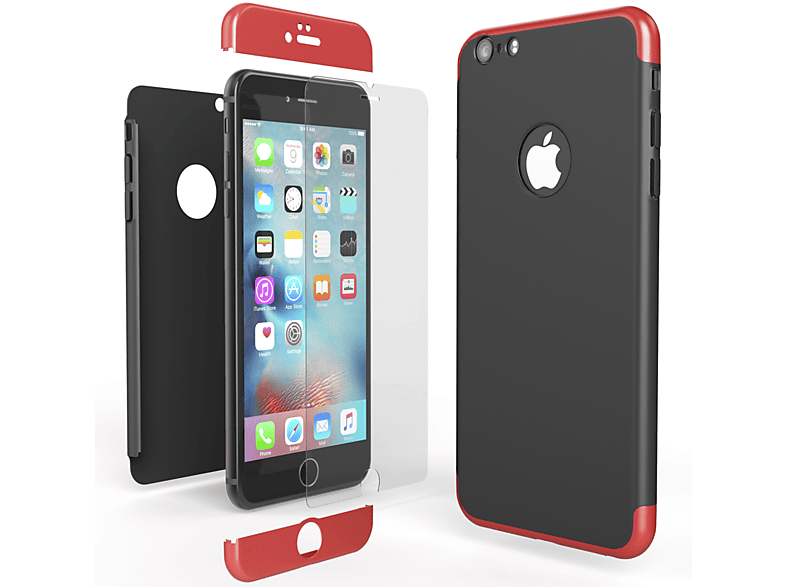 iPhone 6s Apple, Plus Backcover, Grad 360 Hülle, Plus, NALIA Rot 6 iPhone