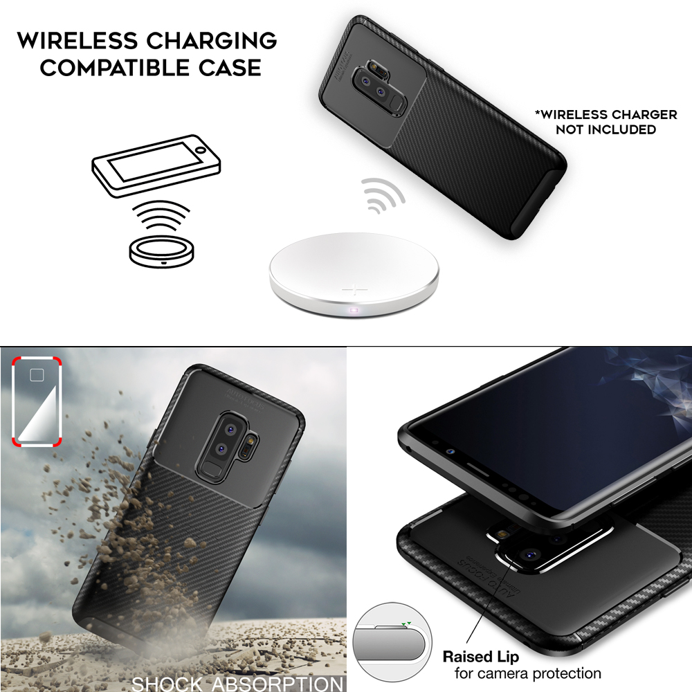 NALIA Carbon-Look Silikon Samsung, Plus, Schwarz Galaxy S9 Backcover, Hülle