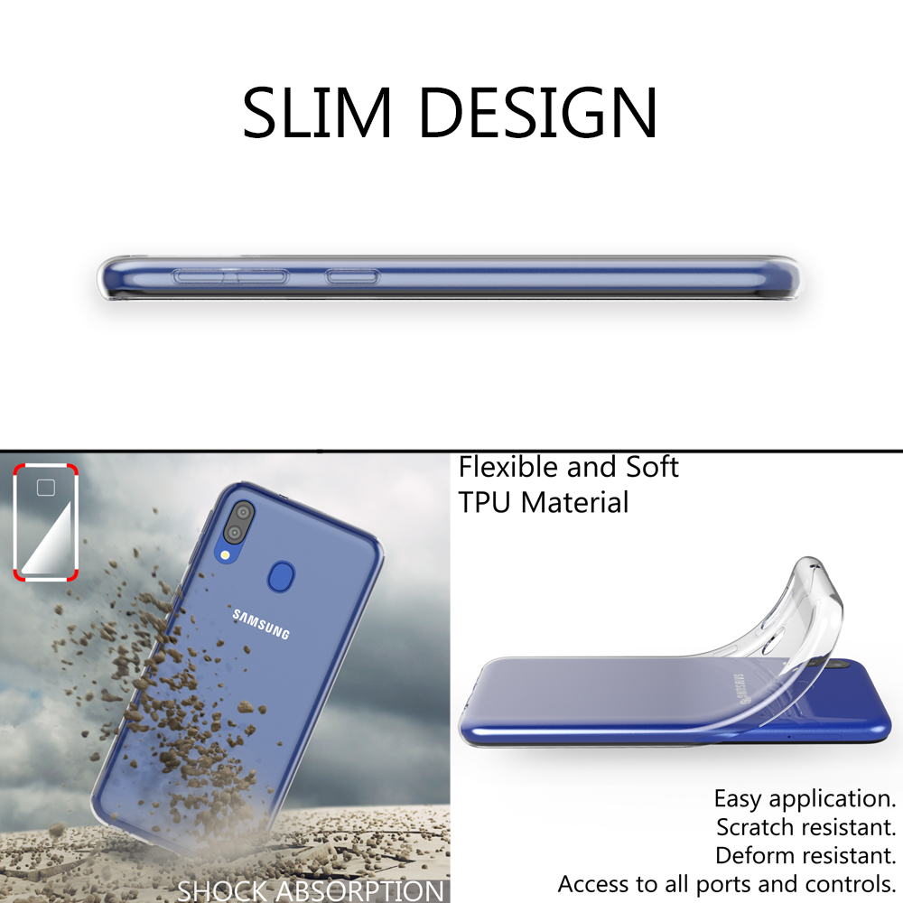 NALIA Klar Transparente Silikon Samsung, Transparent Backcover, Galaxy Hülle, M20