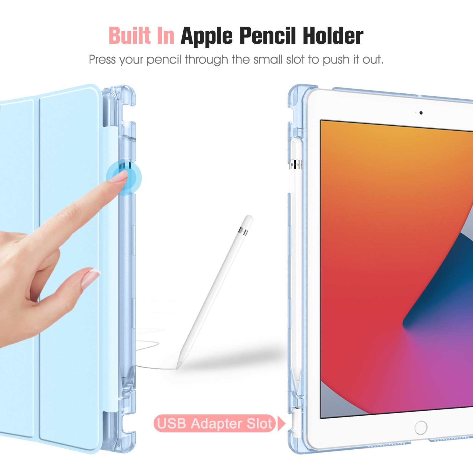 FINTIE Hülle, iPad - Himmelblau (9/8/7 Apple, Zoll Bookcover, 10.2 2021/2020/2019), Generation