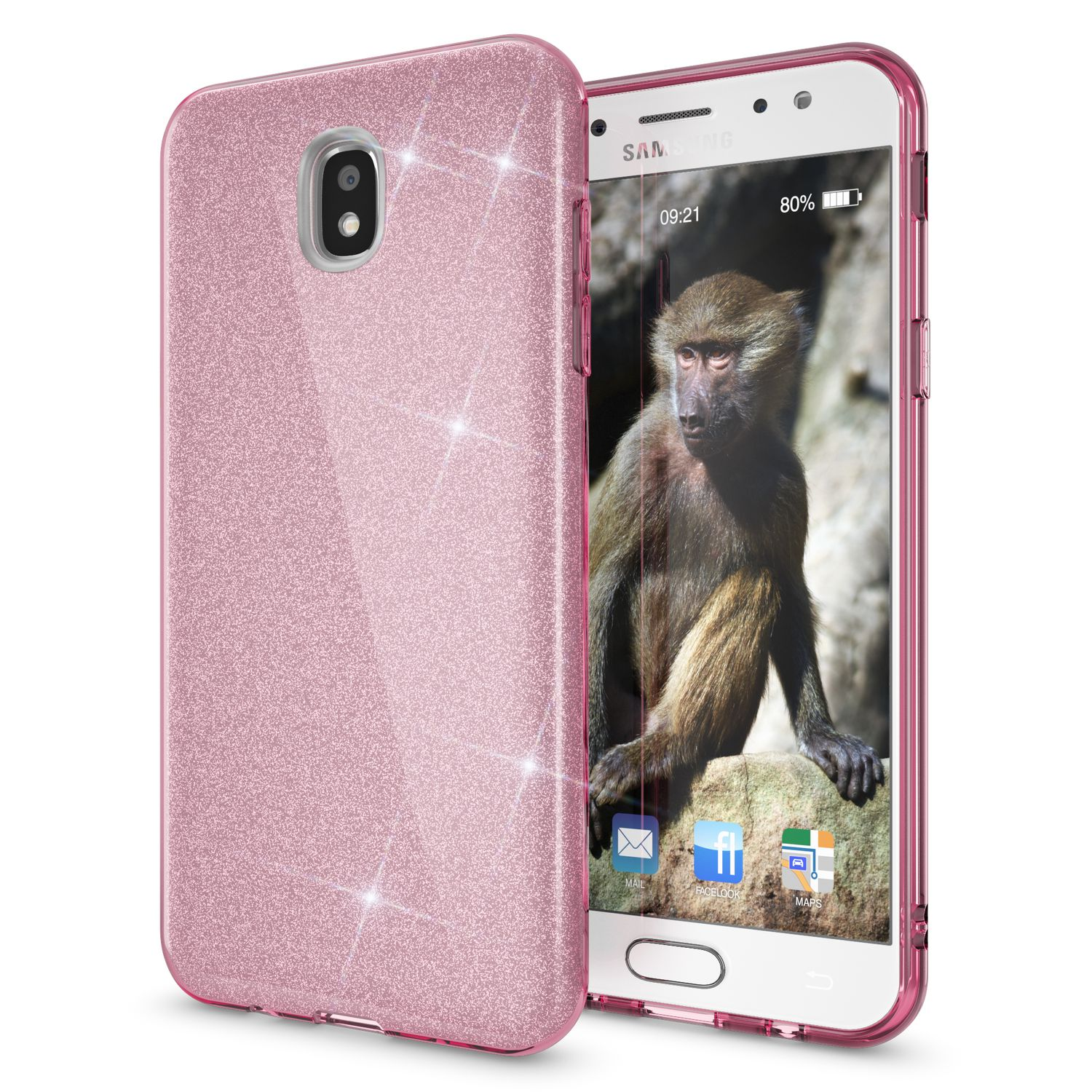 NALIA (2017), Samsung, J7 Glitzer Galaxy Hülle, Pink Backcover,