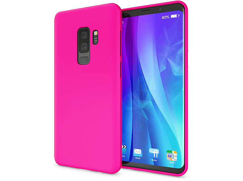 Pink Backcover, Galaxy Neon Silikon S9 Hülle, NALIA Samsung, Plus,