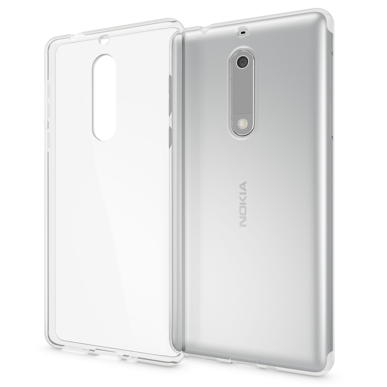 NALIA Silikon Transparente Klar Nokia, Backcover, 5, Hülle, Transparent