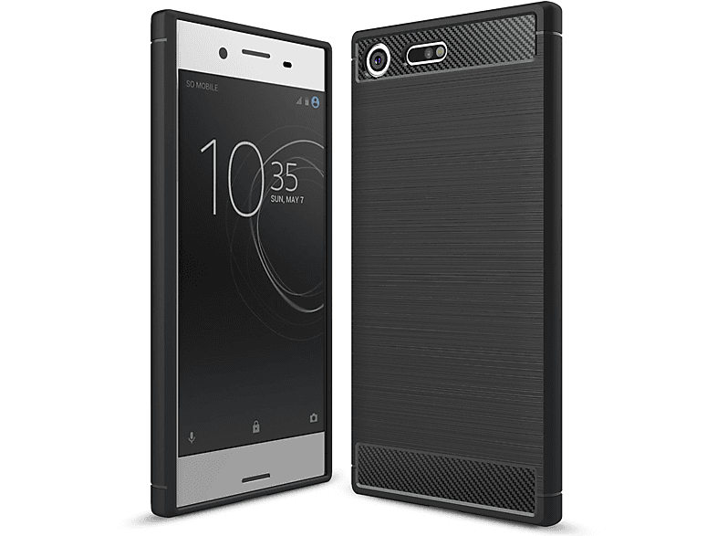 Silikon NALIA Backcover, Xperia XZ Hülle, Carbon-Look Premium, Schwarz Sony,